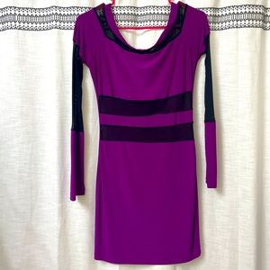 Vibrant purple mini dress with sheer cut outs! 🦄